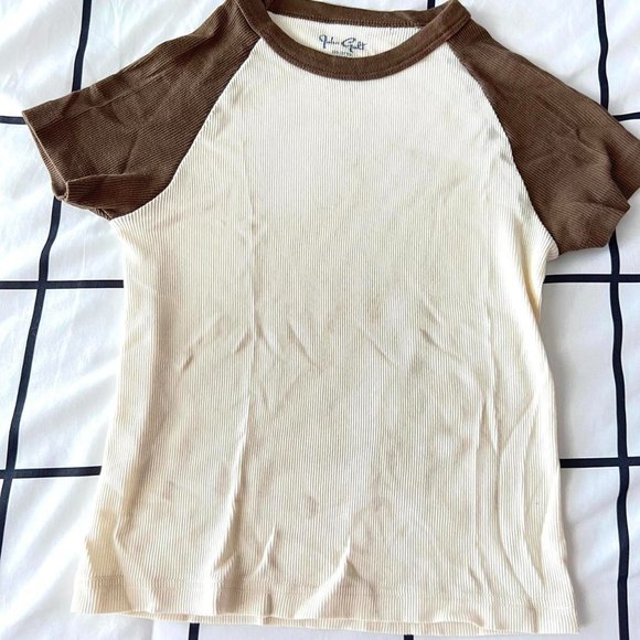 Brandy Melville Tops - NWOT John Galt / Brandy Melville Bella Brown & White Top